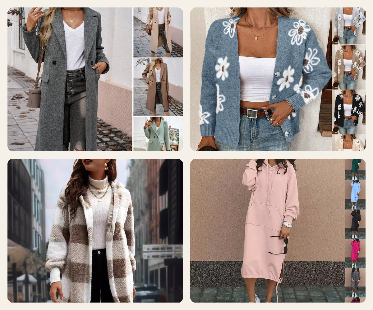 Autumn and winter womenswear: coats, cardigans and knit dresses